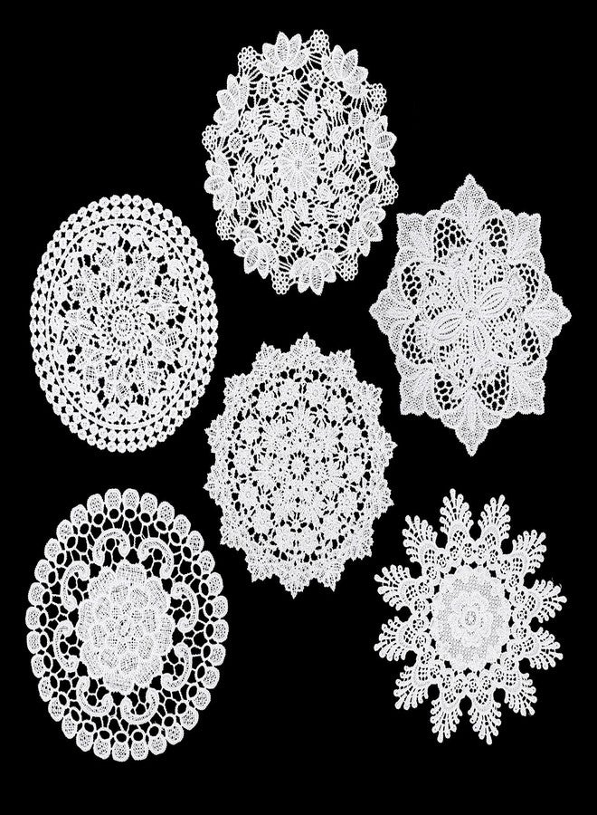 Zelphvt 6 Pack Crochet Doilies Vintage Lace Doilies 6 Inch Round Cloth Doily Crochet Placemats Handmade Coasters Rustic Lace Doily for Tables Dressers Vase Crafts Decoration, White - Image 1