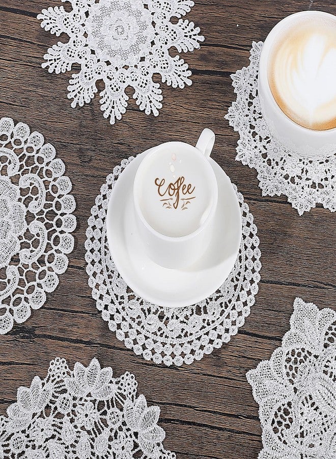 Zelphvt 6 Pack Crochet Doilies Vintage Lace Doilies 6 Inch Round Cloth Doily Crochet Placemats Handmade Coasters Rustic Lace Doily for Tables Dressers Vase Crafts Decoration, White - Image 3