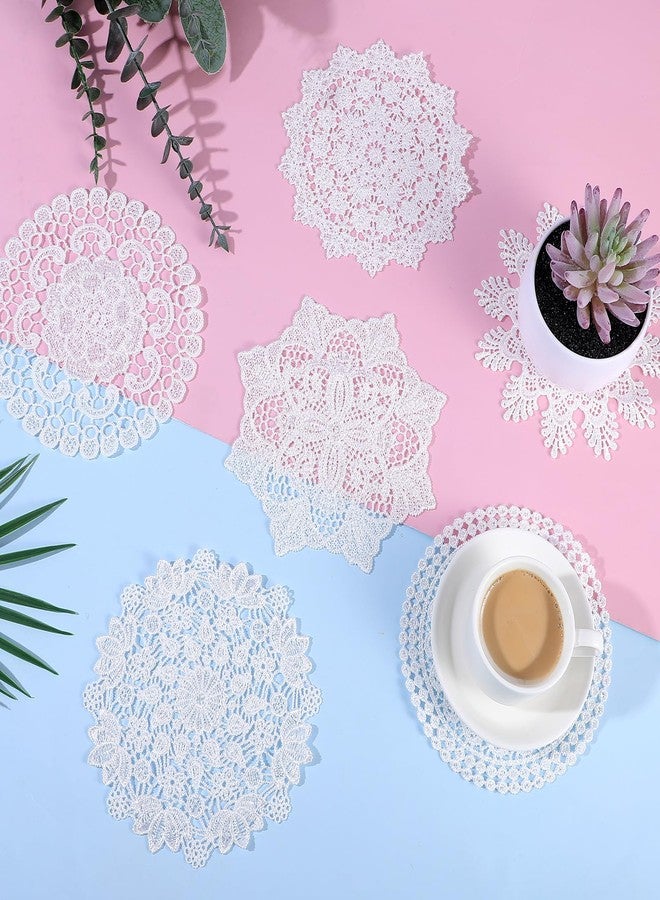 Zelphvt 6 Pack Crochet Doilies Vintage Lace Doilies 6 Inch Round Cloth Doily Crochet Placemats Handmade Coasters Rustic Lace Doily for Tables Dressers Vase Crafts Decoration, White - Image 4