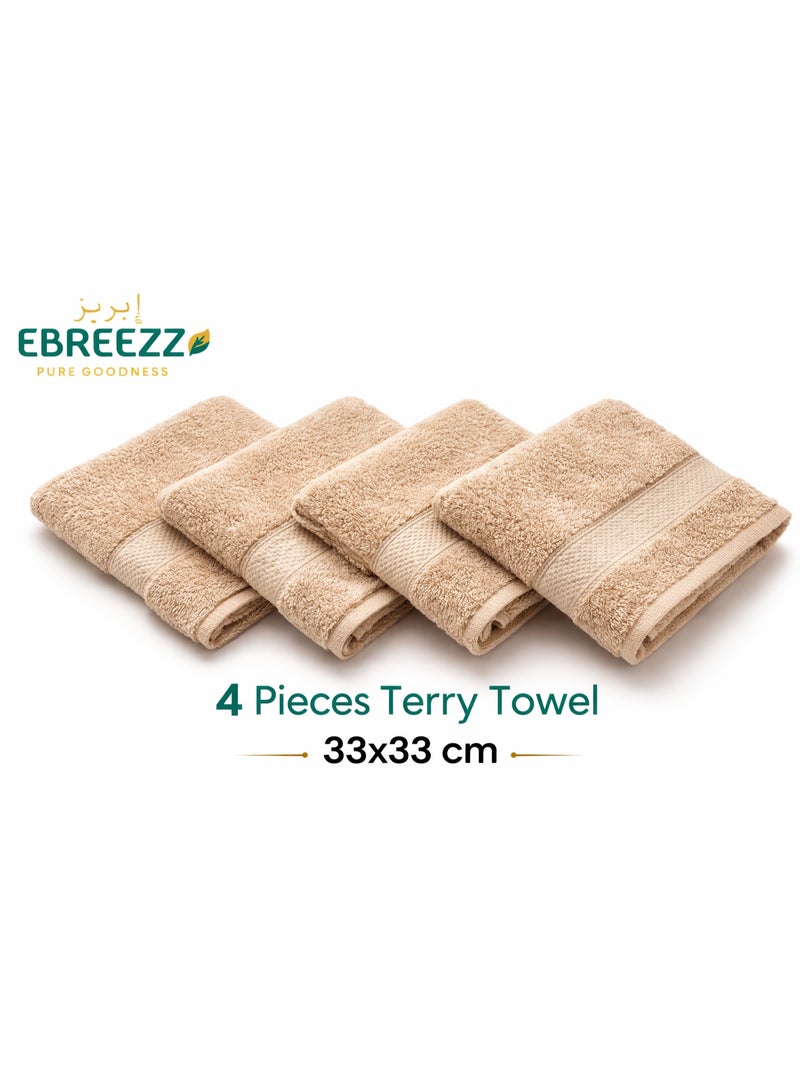 4-Piece Premium Terry Hand Towel Set – Soft & Highly Absorbent Cotton | 33 × 33 cm
