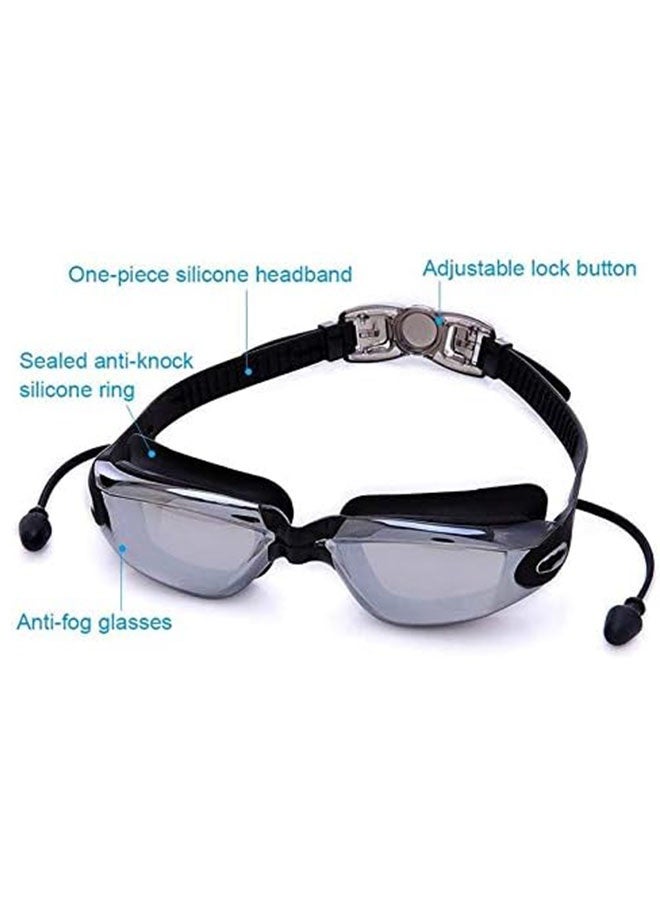 طلاء المهنية نظارات السباحة مقاومة للماء ، عرض واضح كريستال وحماية الأشعة فوق البنفسجية ، نظارات قصر النظر السيليكون من 600 درجة مع صندوق تخزين للرجال والنساء ، أسود - Image 2