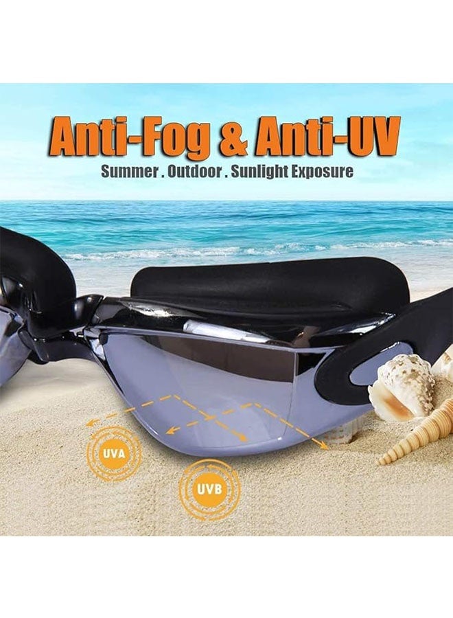 طلاء المهنية نظارات السباحة مقاومة للماء ، عرض واضح كريستال وحماية الأشعة فوق البنفسجية ، نظارات قصر النظر السيليكون من 600 درجة مع صندوق تخزين للرجال والنساء ، أسود - Image 5