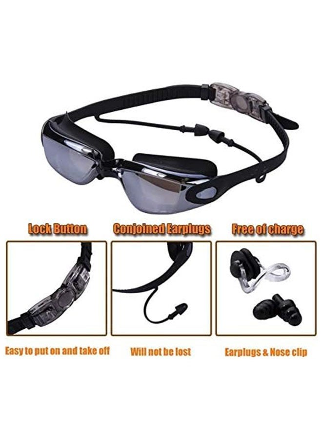 طلاء المهنية نظارات السباحة مقاومة للماء ، عرض واضح كريستال وحماية الأشعة فوق البنفسجية ، نظارات قصر النظر السيليكون من 600 درجة مع صندوق تخزين للرجال والنساء ، أسود - Image 3