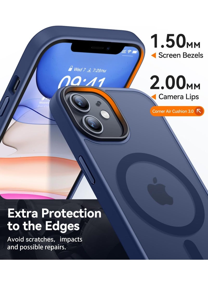 Generic - Magnetic Case For iPhone 12/12 Pro Case Compatible with MagSafe Military Grade Protection Shockproof Translucent Matte Case Anti Scratch Shockproof Phone Case (Blue) - Image 1