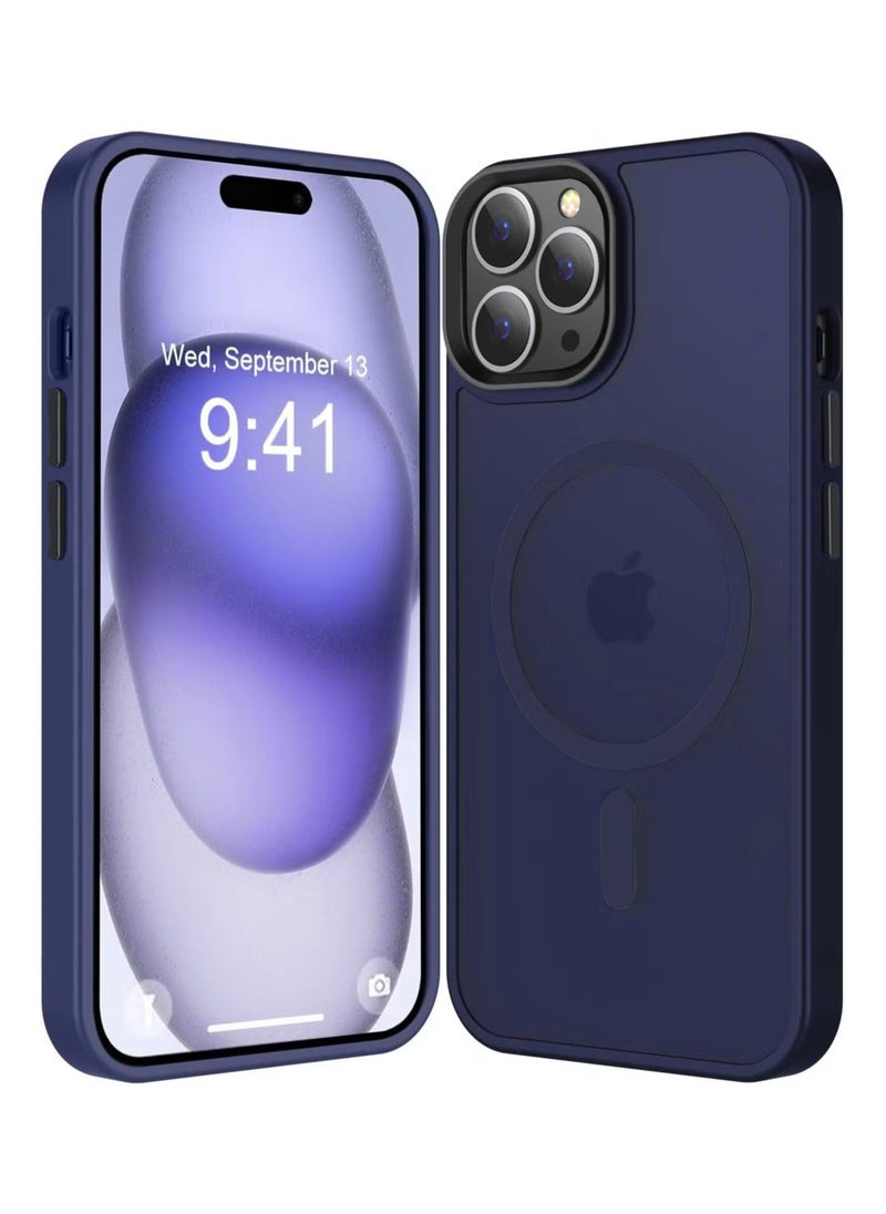Generic - Magnetic Case For iPhone 12/12 Pro Case Compatible with MagSafe Military Grade Protection Shockproof Translucent Matte Case Anti Scratch Shockproof Phone Case (Blue) - Image 1