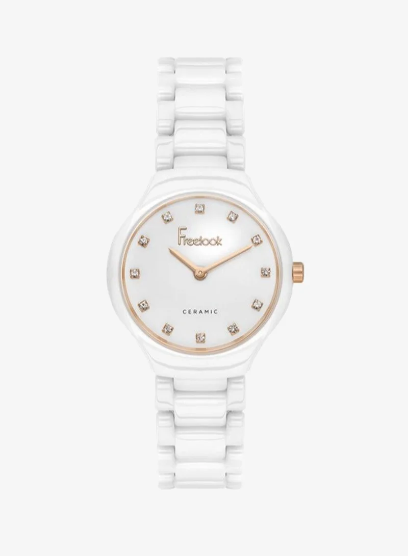 Freelook Paris Freelook - Charmant Women's Watch | Ceramic Case | Ceramic Band | White & Round Dial | Analog | Quartz | Mineral Glass | Premium Luxury Watch | Ideal Gift | Water Resistant 30 Meters