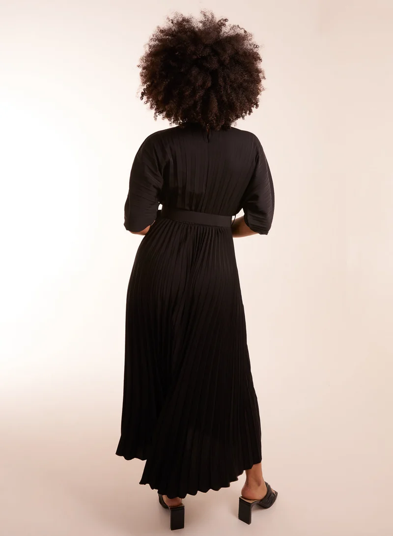 بلو فانيلا فستان مطوي بحزام