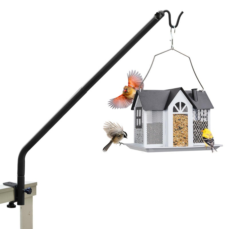 Kingsyard 2 Pack Heavy Duty Deck Hook 2739 Adjustable Metal Deck Railing Hooks for Hanging Bird Feeders Planters Suet Baskets Lanterns Wind Chimes Clamp Mounted