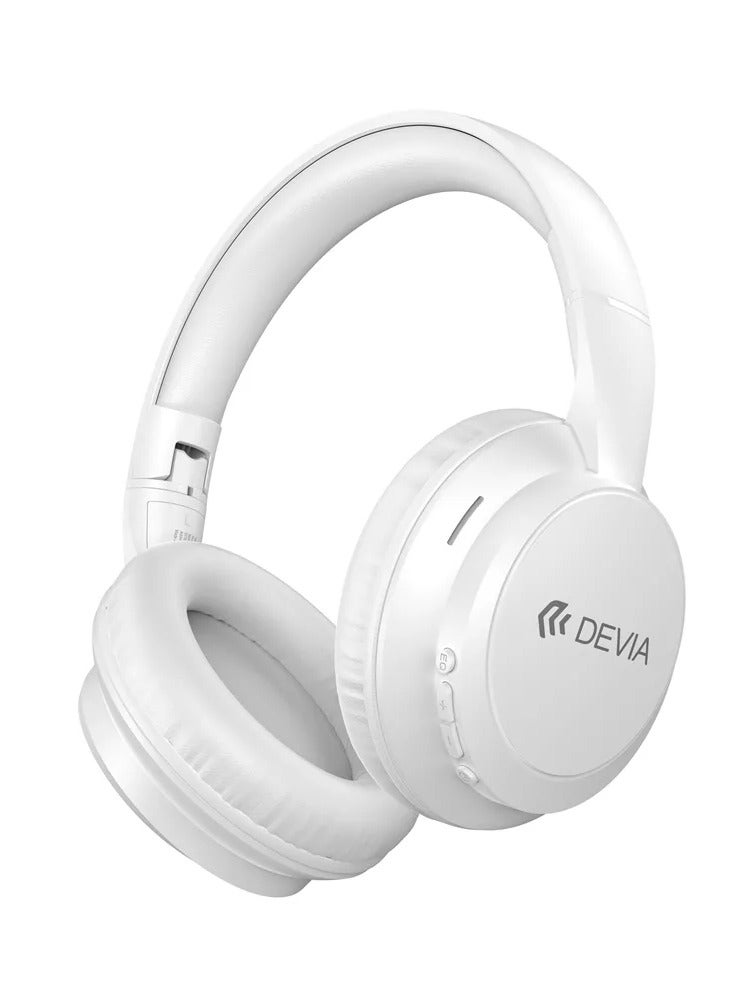 devia Wireless Bluetooth 5.4 Headphones with 40mm HD Stereo Sound – 10-Hour Battery Life, Dual Connection, 3 Sound Modes, Lightweight Foldable Design, 15-Meter Transmission Range, White - Image 1