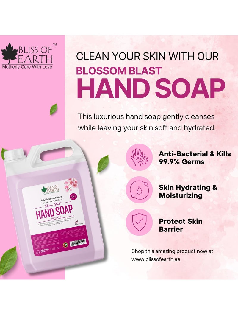 بليس اوف ايرث غسول اليد القابل لإعادة التعبئة السائل بلوسوم بلاست غسول اليد 5 لتر، تركيبة مرطبة غير قابلة للجفاف، عطر عطري مثالي للمنزل والمكتب والفنادق والأماكن العامة - Image 2