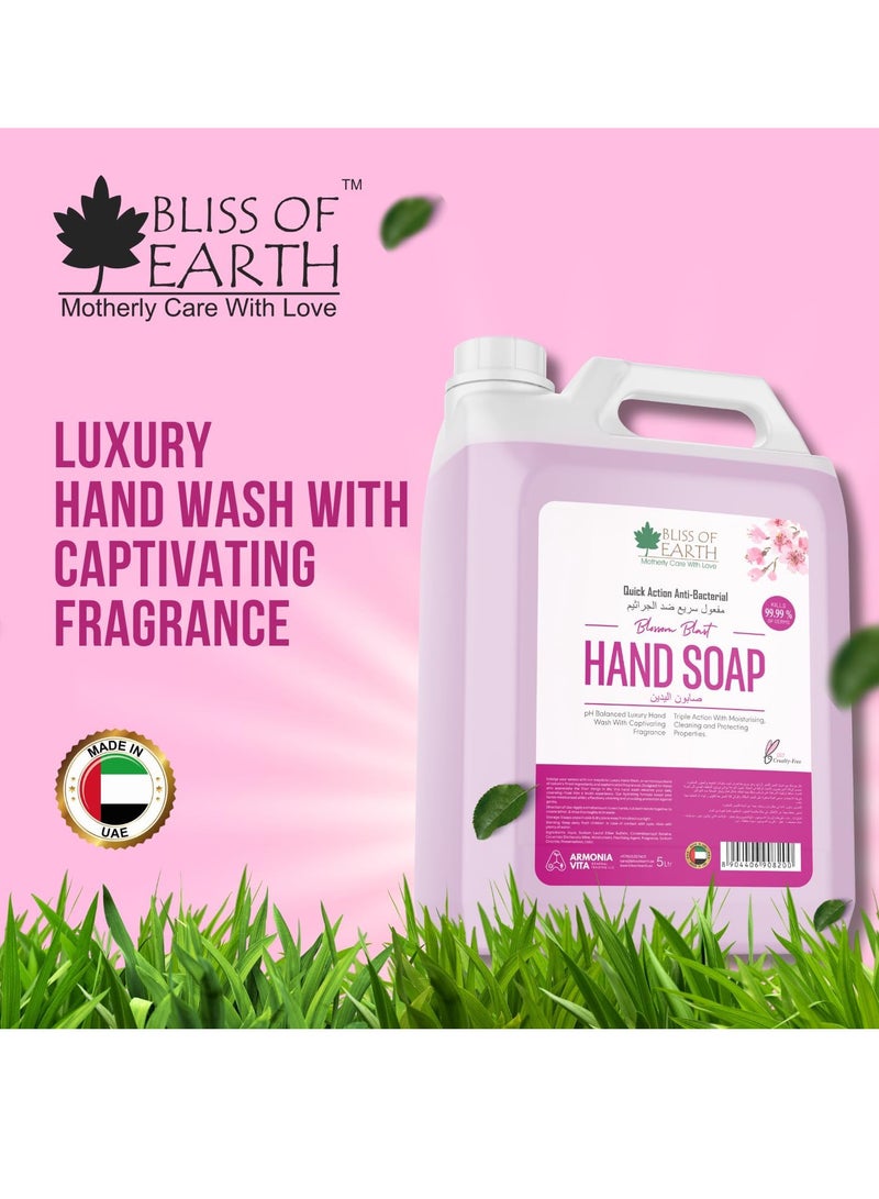 بليس اوف ايرث غسول اليد القابل لإعادة التعبئة السائل بلوسوم بلاست غسول اليد 5 لتر، تركيبة مرطبة غير قابلة للجفاف، عطر عطري مثالي للمنزل والمكتب والفنادق والأماكن العامة - Image 3