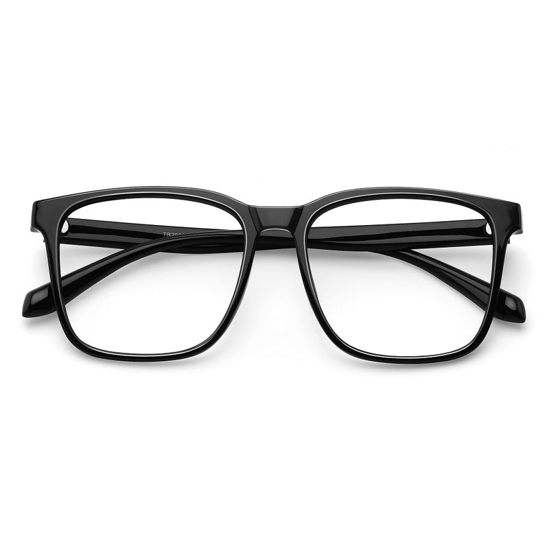 TEAPLMTT Blue Light Blocking Glasses Oversized Square Computer Glasses Anti Blue Light for Women MenBlack