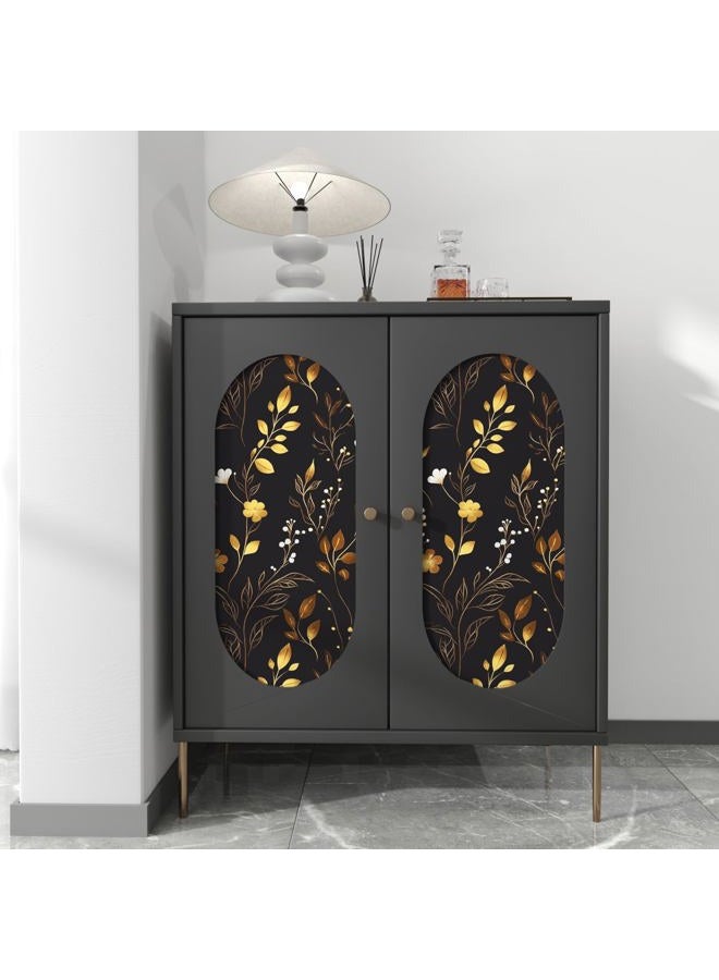 Laatse Black Floral Wallpaper Peel and Stick, Dark Gold Vintage Flower Contact Paper 17.5" x 393.7", Golden/White Botanical Wall Paper Self Adhesive Waterproof Removable for Room Cabinet Drawer Table Decor - Image 3