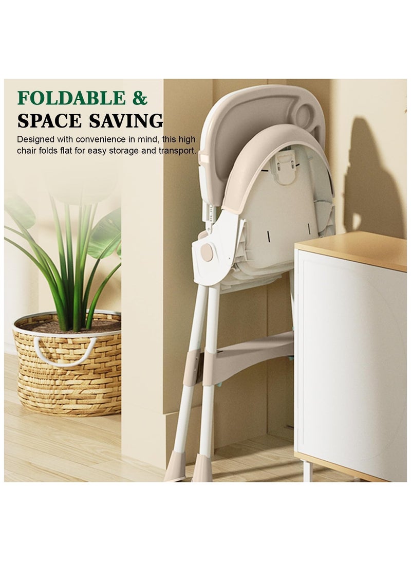 NANAO 4-1 Convertible Baby High Chair,Foldable Kids Feeding Chair | Infant Dining Chair,Toddlers Rocking Chair with Adjustable Height,Recliner Chair & 3 Gears Food Tray for Babies (Beige) - Image 5