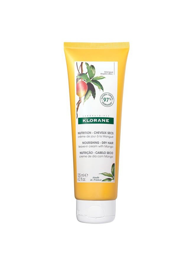 Klorane Nourishing Leave-in Cream with Mango Butter, Moisturize, Hydrate and Smoothe Dry Hair, Paraben, Silicone, Sulfate Free, 4.2 oz. - Image 1