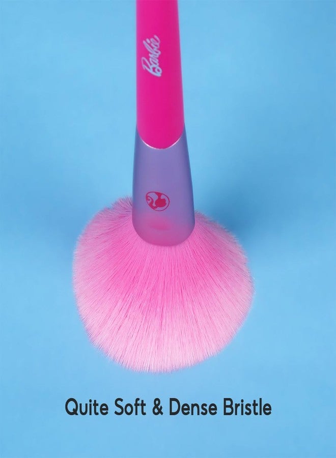 MINISO Barbie Makeup Brush Set 8 pcs Premium Synthetic Fiber Cosmetic Brushes for Foundation Blush Eyeshadow, Gift for Women Girls, Pink - Image 2