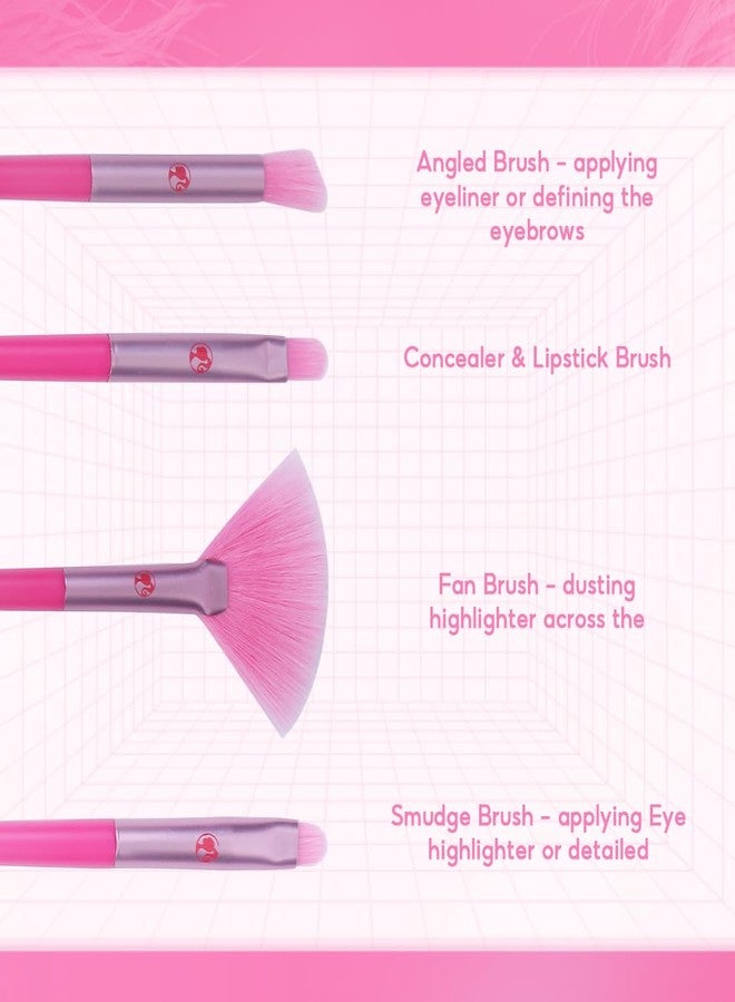 MINISO Barbie Makeup Brush Set 8 pcs Premium Synthetic Fiber Cosmetic Brushes for Foundation Blush Eyeshadow, Gift for Women Girls, Pink - Image 4