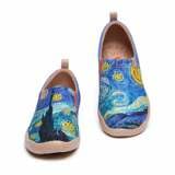 UIN Women's Slip Ons Canvas Lightweight Flats Sneakers Walking Casual Loafers Comfortable Art Painted Travel Shoes Starry Night (7.5) - Image 4