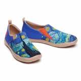 UIN Women's Slip Ons Canvas Lightweight Flats Sneakers Walking Casual Loafers Comfortable Art Painted Travel Shoes Starry Night (7.5) - Image 5