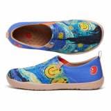 UIN Women's Slip Ons Canvas Lightweight Flats Sneakers Walking Casual Loafers Comfortable Art Painted Travel Shoes Starry Night (7.5) - Image 3