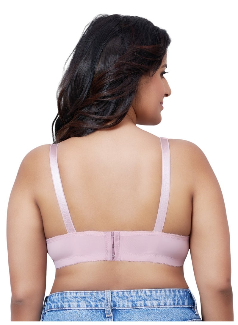 Glamroot سوتيان يومي مبطن للنساء بحجم كبير تغطية كاملة، وردي - Image 2