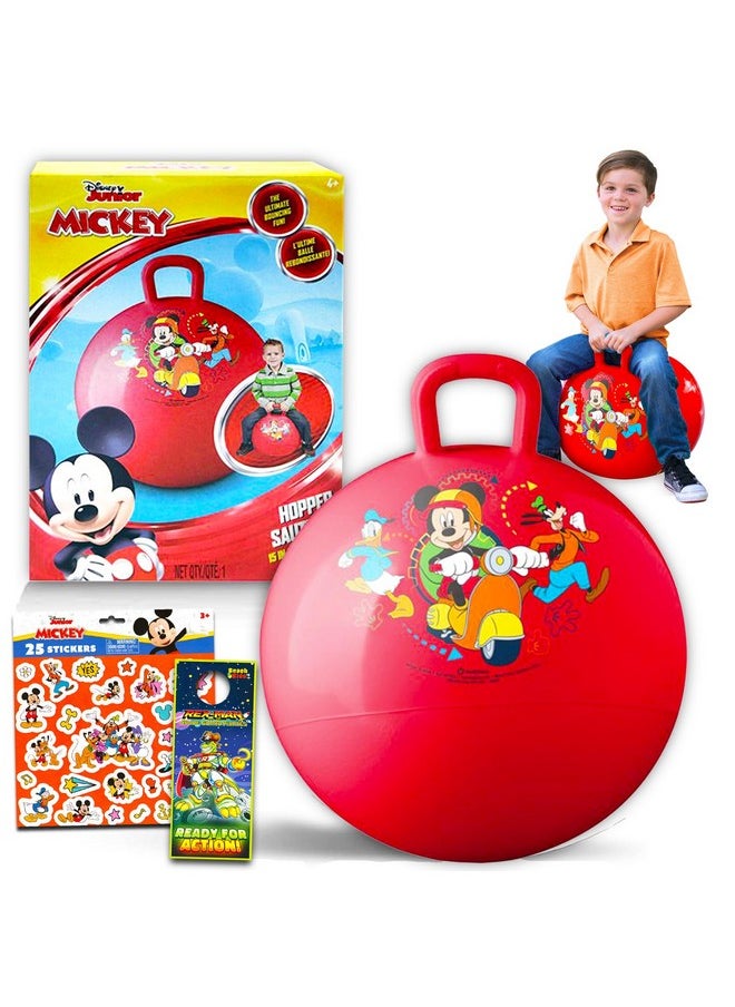 Classic Disney - Disney Mickey Mouse Hopper Ball For Kids Bundle With 15 Inch Mickey Bouncy Ball With Handle Stickers And More (Mickey Mouse Outdoor Toys) - Image 1