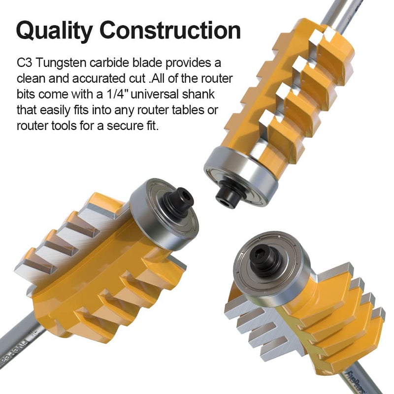 FivePears Finger Joint Router Bit with 1/4" Shank,Reversible Finger Joint Glue Joint Router Bit for Woodworking - Image 4