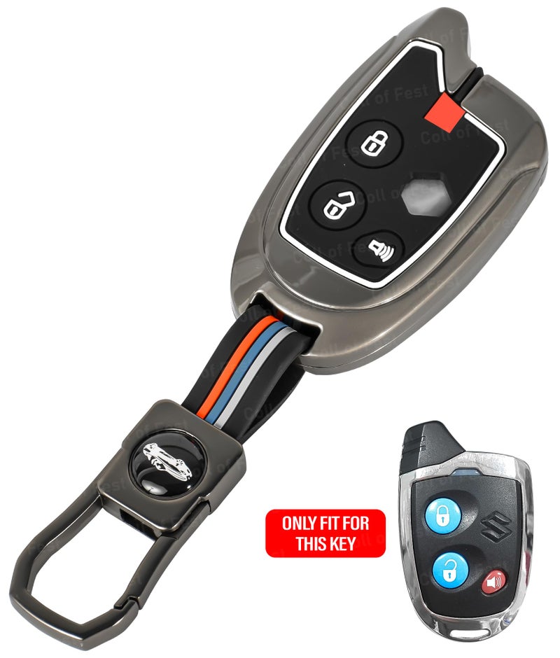 Coll of Fest Metal Silicon Key Cover Compatible for Maruti Suzuki Nippon 3 Button Smart Key Cover Metal & Silicone Protection Special Feature Visible in Low-Light Conditions - Image 3