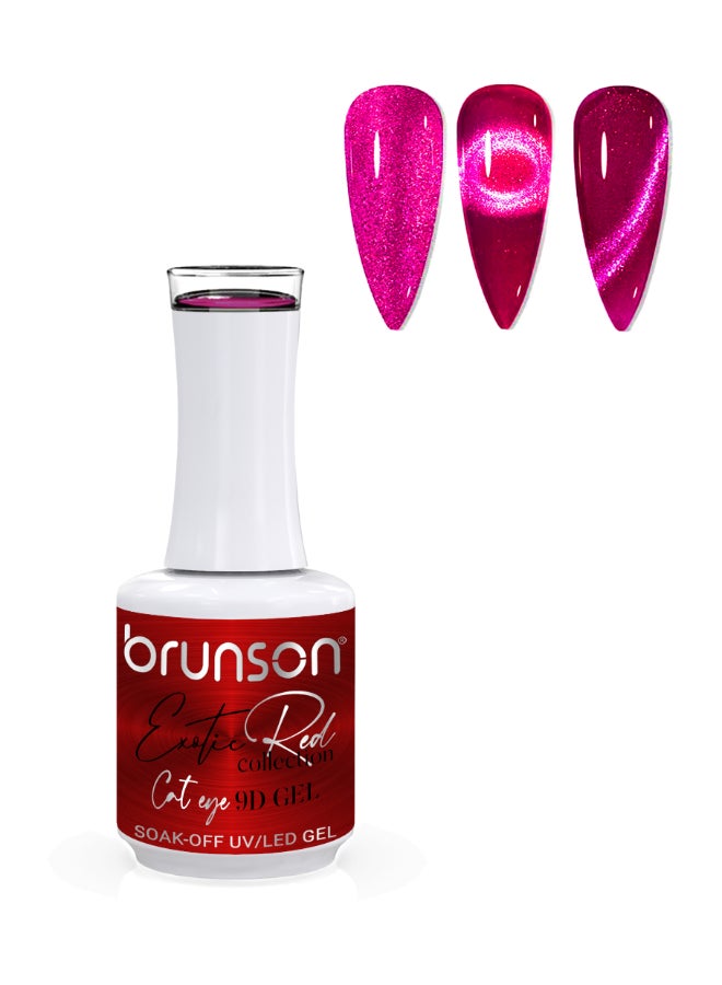 brunson Universal Cat Eye Gel Nail Polish, Exotic Red 9D Magnetic Nail Polish Glitter Shimmer with Magnetic Soak Off  UV/LED Gel Polish Nail Art paint  BER9D16 - Image 1