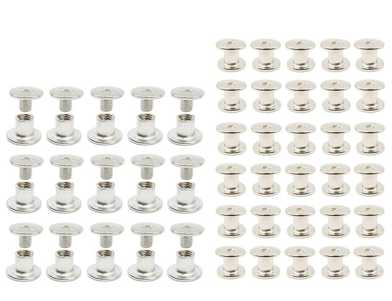 LBY 100 Sets M5 x 6mm Chicago Screws, Binding Screw Posts, Book Screws, Binding Barrels and Screws Assortment Kit, for Leather Saddles Purses Belt Repair, Nickel-Plated - Image 1