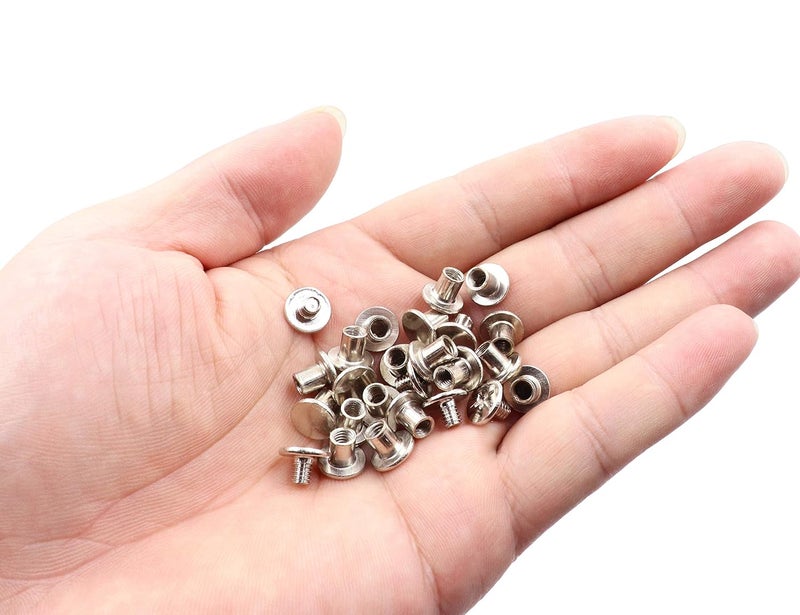LBY 100 Sets M5 x 6mm Chicago Screws, Binding Screw Posts, Book Screws, Binding Barrels and Screws Assortment Kit, for Leather Saddles Purses Belt Repair, Nickel-Plated - Image 2