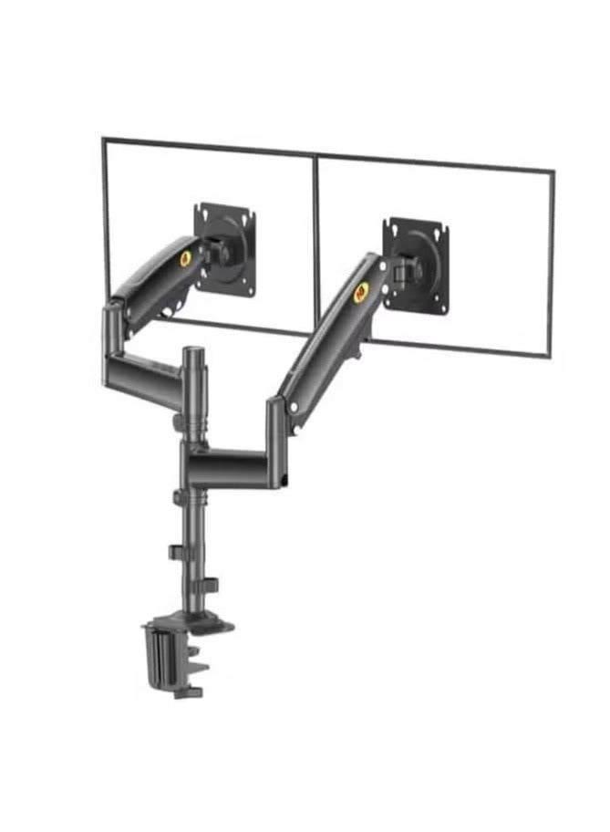 NB H180 Dual Screen Desktop Mount – Adjustable Monitor Arm for 22" to 32" Screens – Ergonomic Stand for 2 Monitors, Full Motion Swivel, Tilt, and Rotation – Black - Image 1