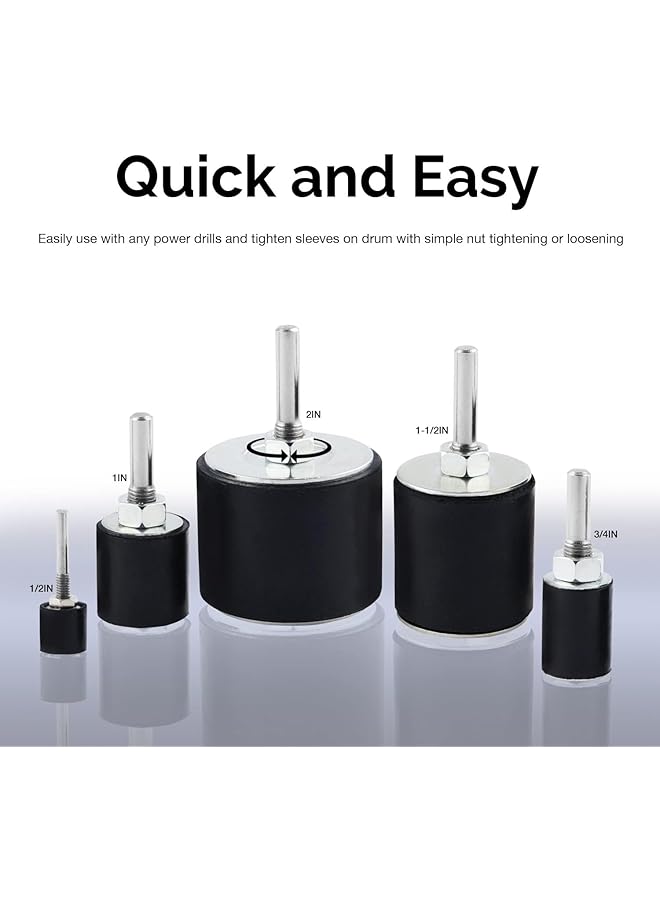 erorex 10342 Drum Sander Kit 26 Pc Set 1 8 And 1 4 Inch Drive Spindle Sander For Woodworking Spindle Sander Sleeves And 5 Rubber Sanding Drum For Drill Sanding Arbor 1 Inch Drum Sander Paper 80 And 120 Grit - Image 2