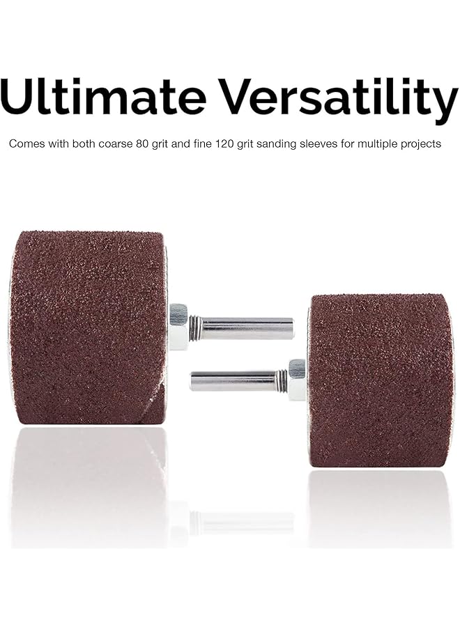 erorex 10342 Drum Sander Kit 26 Pc Set 1 8 And 1 4 Inch Drive Spindle Sander For Woodworking Spindle Sander Sleeves And 5 Rubber Sanding Drum For Drill Sanding Arbor 1 Inch Drum Sander Paper 80 And 120 Grit - Image 3