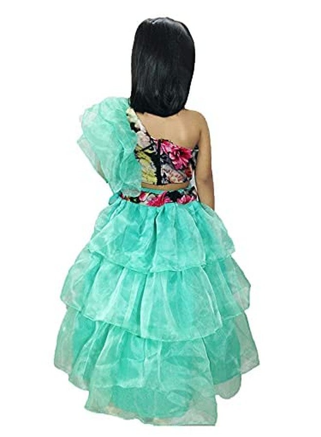 Aglare designer Lehenga choli for kids,small girl,girls,organza SeagreenPpink.5-6 Years - Image 3