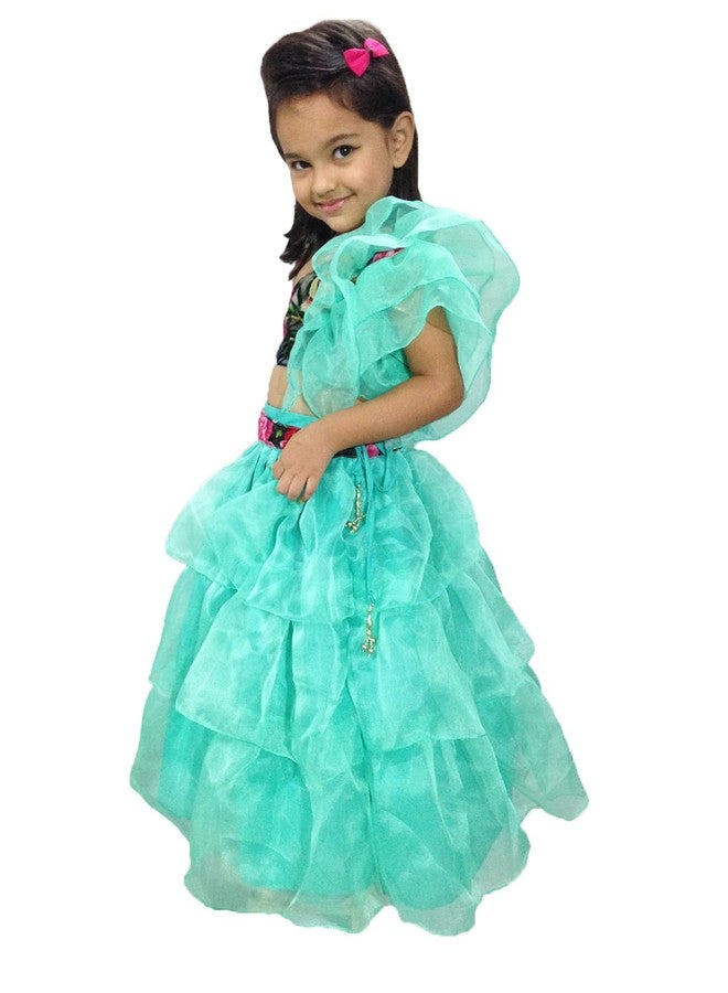 Aglare designer Lehenga choli for kids,small girl,girls,organza SeagreenPpink.5-6 Years - Image 4