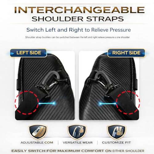 JVCV® Waterproof Slim Crossbody Sling Bag with Carbon Fiber Texture – Unisex Chest Backpack & Shoulder Bag for Men & Women | Anti-Theft Hard Shell Travel Handbag (Carbon Black) - Image 5