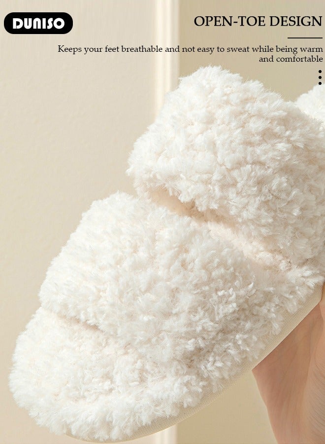 Women's Slippers, Comfort Warm Plush Slippers, Open Toe Home Slippers, Soft Lightweight Slippers, Washable Flat Slippers, Household Slippers for Indoor u0026 Outdoor - Image 2