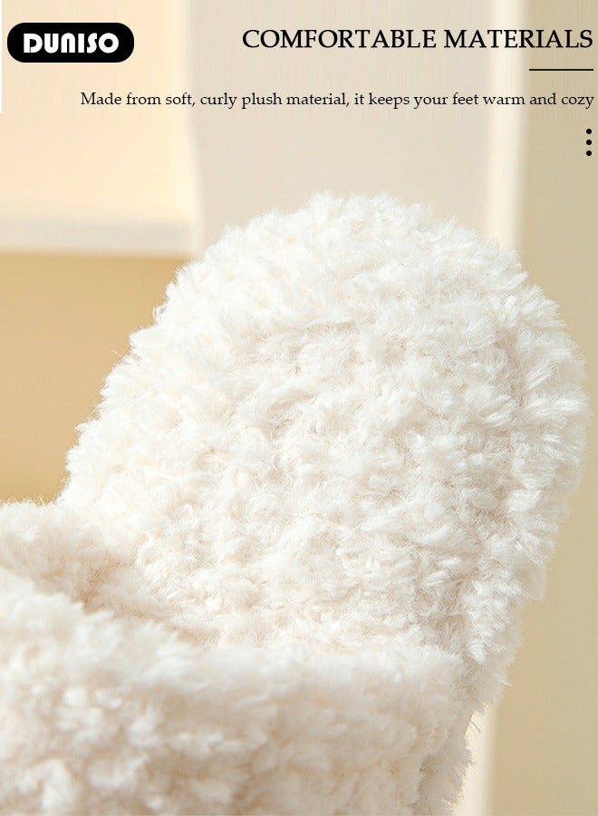 Women's Slippers, Comfort Warm Plush Slippers, Open Toe Home Slippers, Soft Lightweight Slippers, Washable Flat Slippers, Household Slippers for Indoor u0026 Outdoor - Image 3