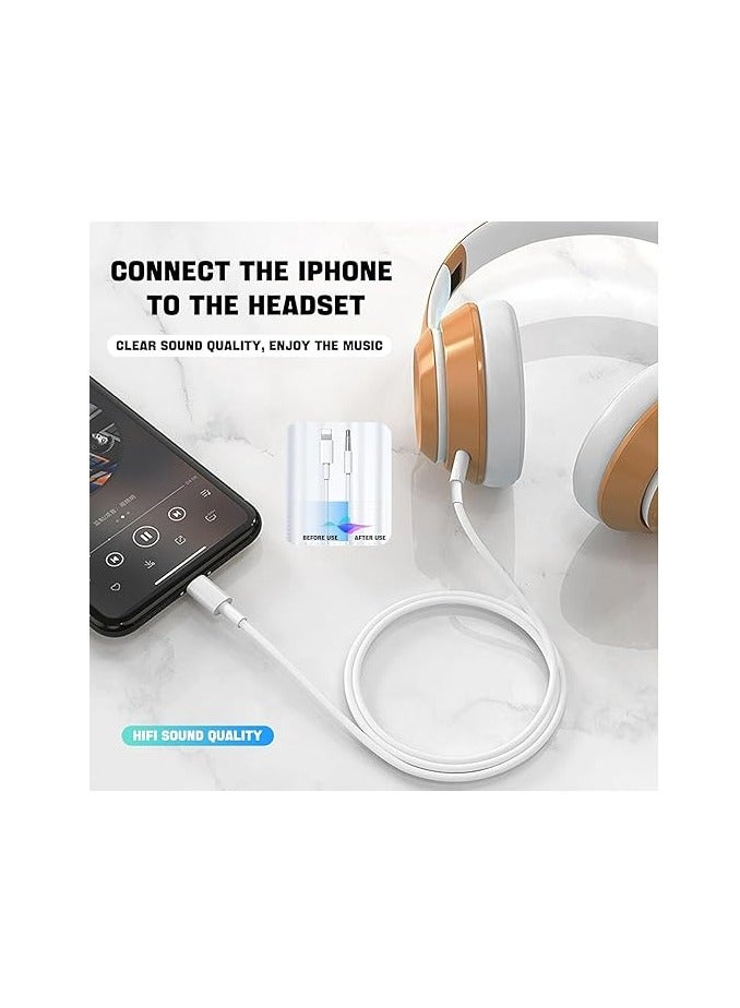 TZONO Car AUX Cable for iPhone, 3.5mm Car Audio Cable Compatible with iPhone 13-12-11-XS-XR-X 8-7 for Stereo, Home, Speaker, Headphone, Supports All iOS Versions - 3.3 Feet White  - Image 2