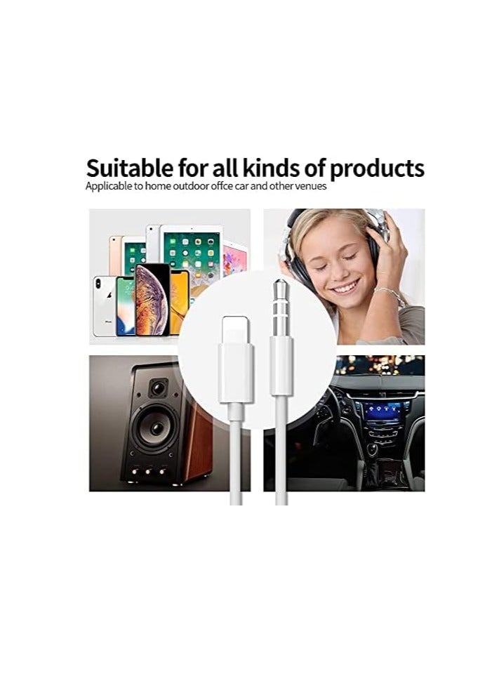 TZONO Car AUX Cable for iPhone, 3.5mm Car Audio Cable Compatible with iPhone 13-12-11-XS-XR-X 8-7 for Stereo, Home, Speaker, Headphone, Supports All iOS Versions - 3.3 Feet White  - Image 4