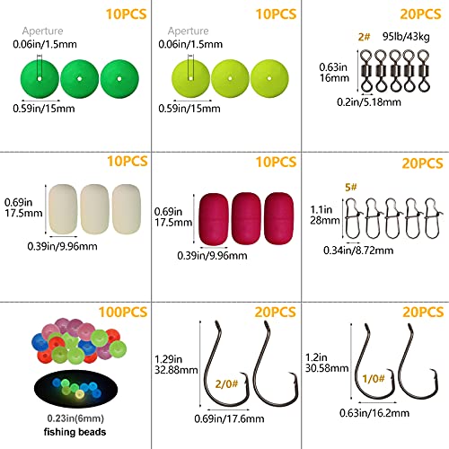 Dovesun 220Pcs Pompano Rig Floats Kit for Surf Fishing Pompano Rig Floats with Bobbers, Beads, Hooks, Other Accessories - Image 2