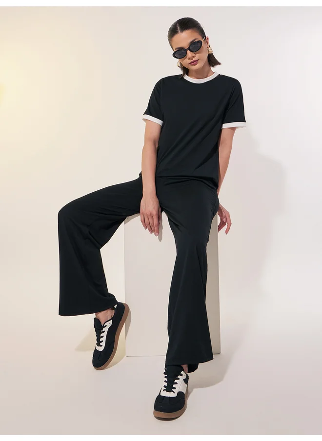 تايك تو Take Two Contrast Trim Short Sleeve T-Shirt and Pants Co-Ords