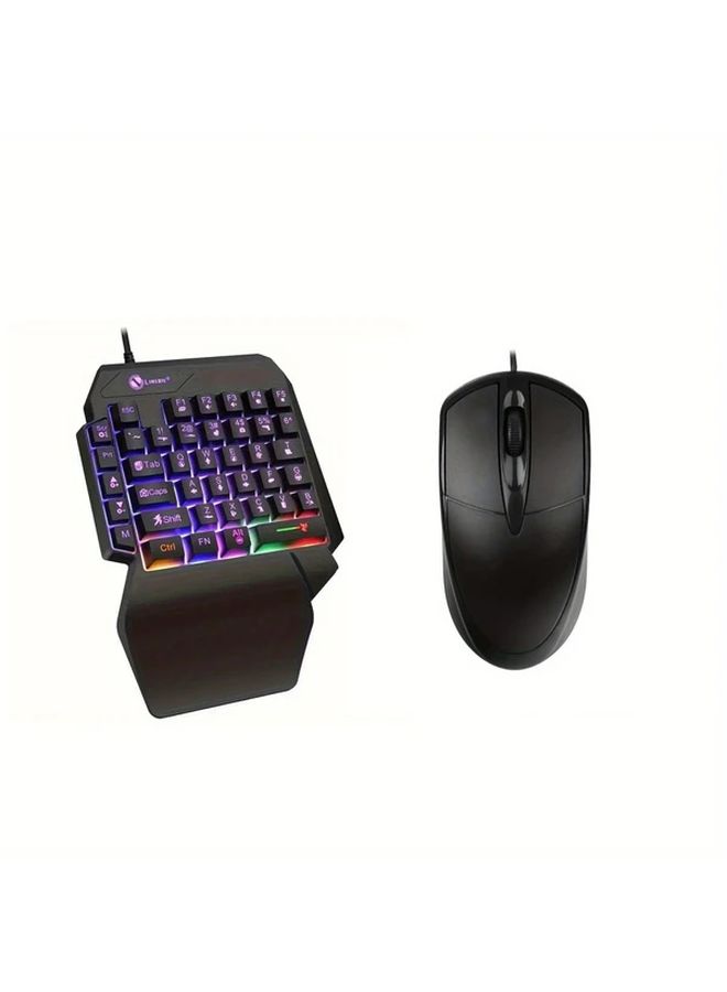 Compact One Handed Gaming Keyboard Mouse Set With RGB Backlight 35 Keys USB Wrist Rest - Image 1