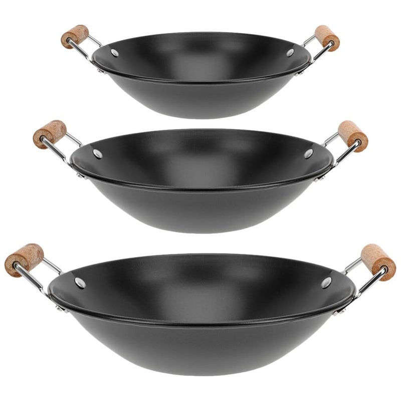 3pcs Wooden Handle Cooking Pots Set for Noodle Seafood Hot Pot Easy Clean Home Takeout Meals - Image 2