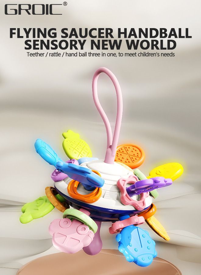 GROIC Montessori Toys, Baby Sensory Toys 6-12-18 Months, Flying Saucer Silicone Pull String Learning Toys, Bath Travel Teething Activity Toys for Toddlers, Fine Motor Skills Travel Toys Educational Toy - Image 2