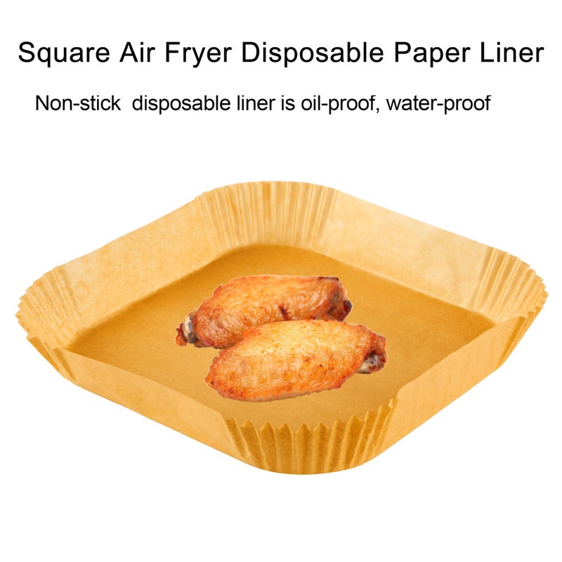 Croask 8.9 Inch Air Fryer Disposable Paper Liner For Power Xl Gowise Usa Philips Air Fryer 100 Pcs Square Air Fryer Parchment Liners For 5-7Qt Air Fryer Non-Stick Liners For Air Fryer Air Fryer Accessories - Image 4