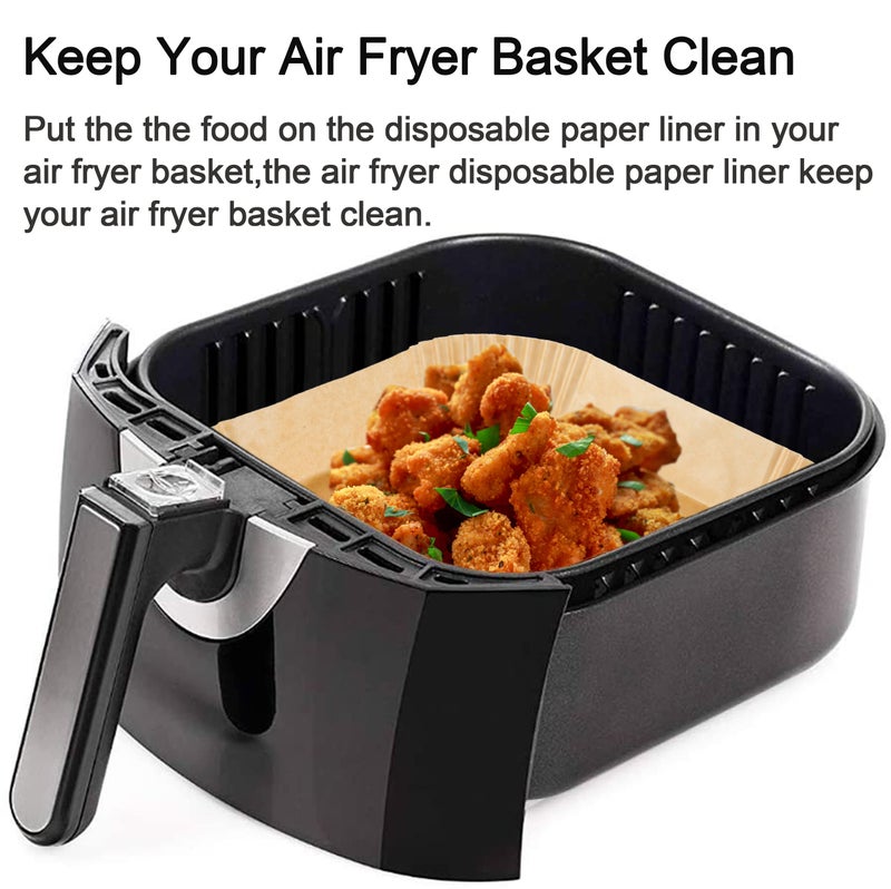 Croask 8.9 Inch Air Fryer Disposable Paper Liner For Power Xl Gowise Usa Philips Air Fryer 100 Pcs Square Air Fryer Parchment Liners For 5-7Qt Air Fryer Non-Stick Liners For Air Fryer Air Fryer Accessories - Image 3