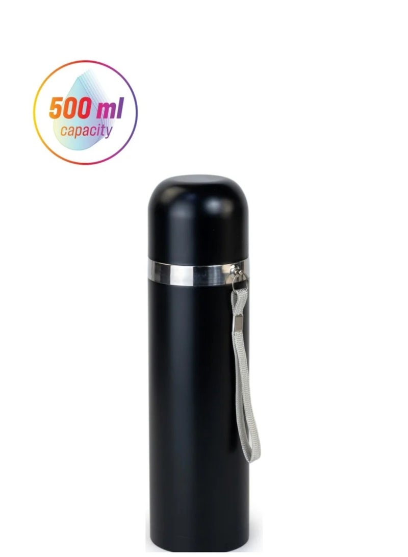 بريما ترمس حراري ٥٠٠ مل - معزول ترمس مفرغ من الهواء، أسود - Image 1