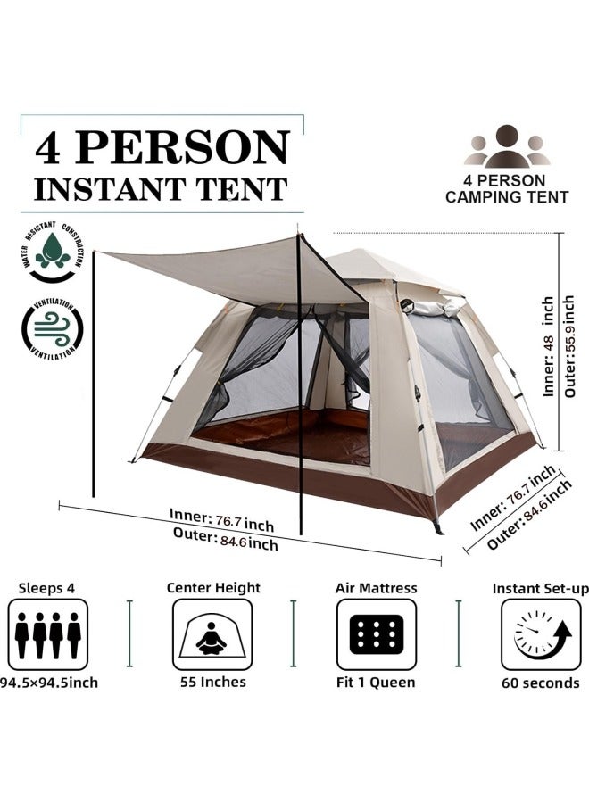 73Hours Large Camping Tent, Waterproof Tent Removable Canopy Stargazing Tent with Porch 4 People Family Dome Tent Lightweight Easy Setup for Backpacking Traveling Hiking Outdoors - Image 2